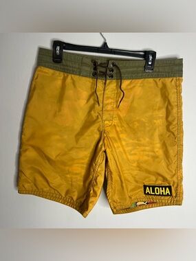 Birdwell Beach Britches Aloha 311 Board Shorts Mens 32 Yellow Tropical Limited